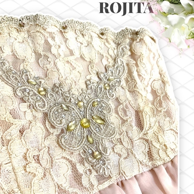 ROJITA ロジータ シフォン ビジューウエスト切替ワンピース