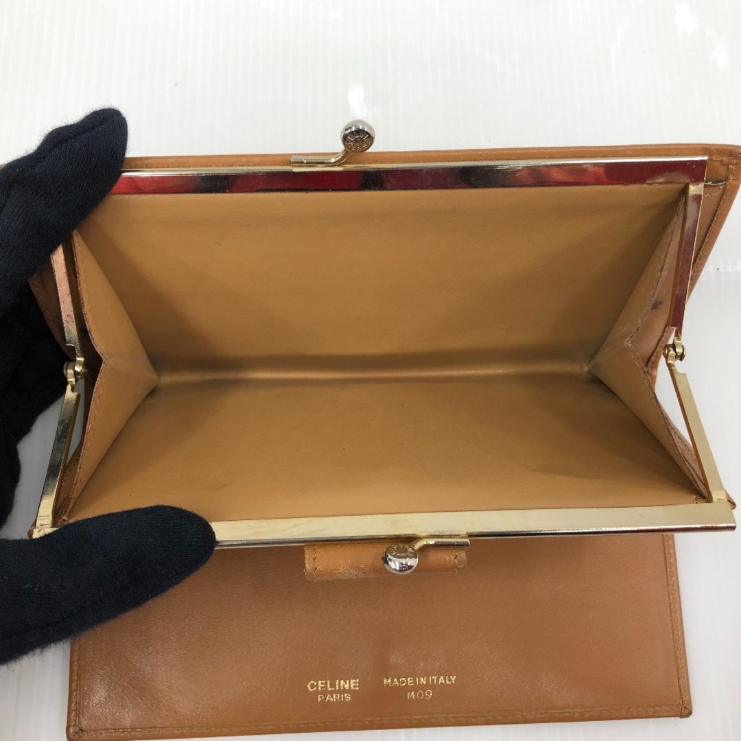 □□CELINE セリーヌ 二つ折り長財布 がま口 マカダム ベージュ - 財布