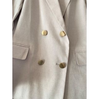 noble 麻ストレッチダブルブレストジャケット ホワイト ベージュ 36サイズ