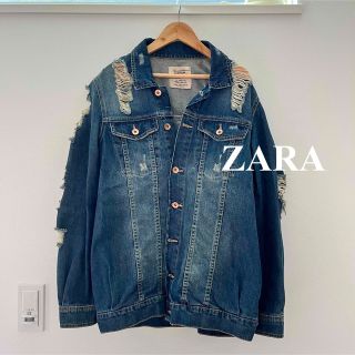 ザラ(ZARA)のZARA ダメージデニムジャケット Mサイズ(Gジャン/デニムジャケット)