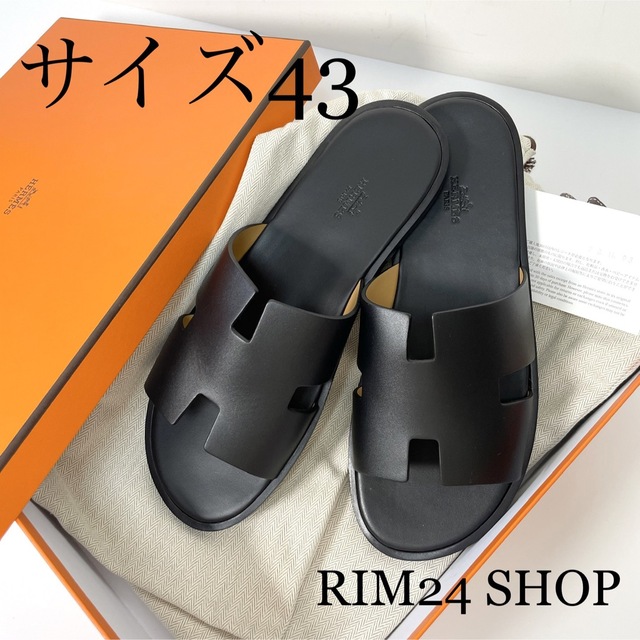 高評価のクリスマスプレゼント Hermes 27cm 黒 イズミール サンダル