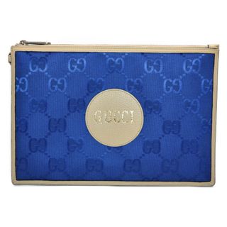 グッチ(Gucci)の【おしゃれ☆中古品】GUCCI オフザグリットポーチ 625598 ブルー GGナイロン×レザー 日本限定　クラッチバッグ　リサイクル素材　GG　おしゃれ　カジュアル　ギフト 【中古】松山久万ノ台(セカンドバッグ/クラッチバッグ)