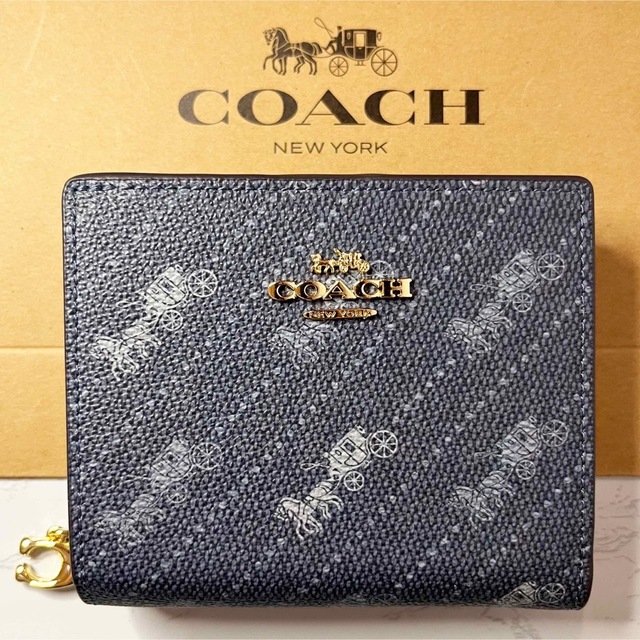 COACH - COACH ホース＆キャリッジ ドットプリント 二つ折り財布