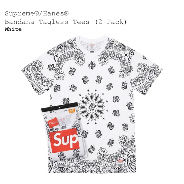 Supreme(シュプリーム)のSupreme Hanes Bandana Tagless Tees 2pack メンズのトップス(Tシャツ/カットソー(半袖/袖なし))の商品写真