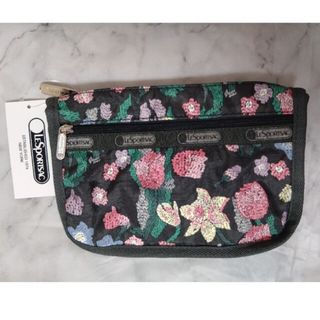 レスポートサック(LeSportsac)の【未使用】レスポートサック コスメポーチ LeSportsac（黒地花柄）(ポーチ)