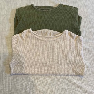 韓国子供服　ワッフル長袖カットソー2枚　110cm(Tシャツ/カットソー)