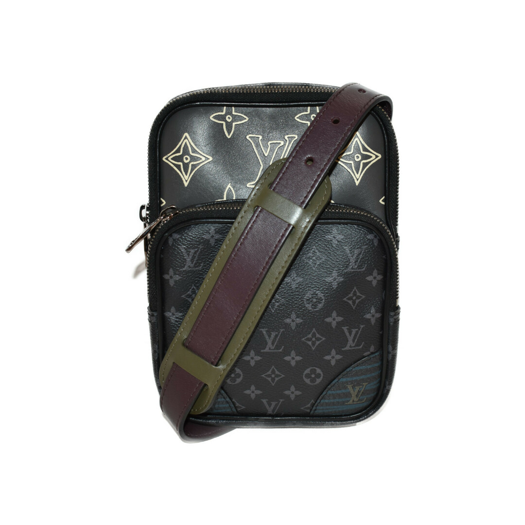 【おしゃれ☆品】 LOUISVUITTON アマゾン・スリングバッグ M45439 ダークグレー系　ショルダー部分：カーキ系×ワインレッド系 コーティングキャンバス メンズ　レディース　ユニセックス　ショルダーバッグ　おしゃれ　人気 松山久万ノ台店