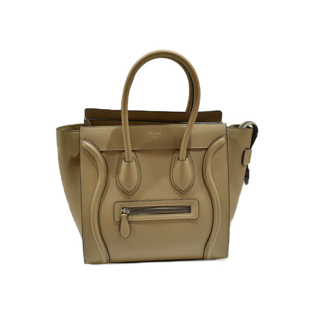 【☆品】CELINE   ラゲージマイクロショッパー 167793DRU.03UN ベージュ系 レザー ハンドバッグ　レディース　人気バッグ　レザー　ポケット付き　合わせやすい　 松山久万ノ台