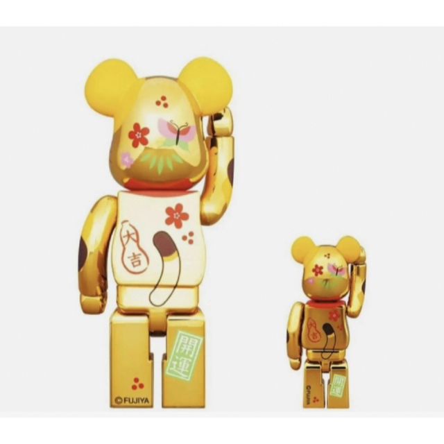 BE@RBRICK(ベアブリック)のBE@RBRICK 招き猫 ペコちゃん 福 金メッキ 100% & 400% ハンドメイドのおもちゃ(フィギュア)の商品写真