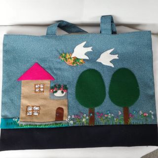 入園入学バッグ　アップリケ　ハンドメイド(通園バッグ)