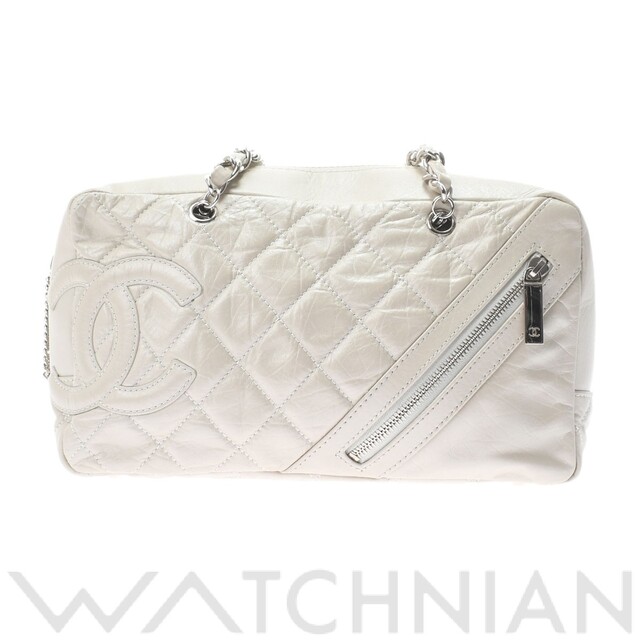 2022春大特価セール! CHANEL - 中古 シャネル CHANEL 11番台 レディース ハンドバッグ カンボン ベージュ /シルバー金具 カーフスキン ショルダーバッグ