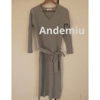 アンデミュウ(Andemiu)の新品✨定価約12,800円　Andemiu グレーニットワンピース　フリーサイズ(ロングワンピース/マキシワンピース)