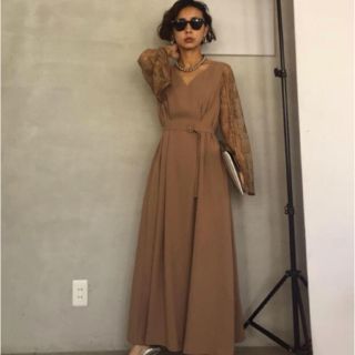 アメリヴィンテージ(Ameri VINTAGE)の【期間限定値下】AMERI LACE SLEEVE REFINED DRESS (ロングドレス)