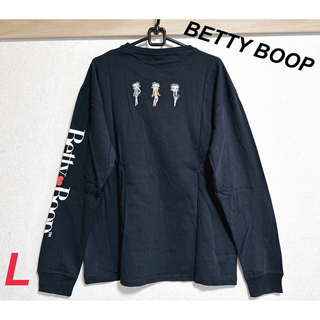 ベティブープ(Betty Boop)の新品　ベティちゃん　メンズ　刺繍　ロンT ブラック　ホワイト　L 二枚(Tシャツ/カットソー(七分/長袖))