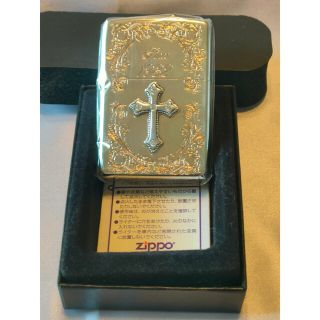 ジッポー(ZIPPO)の【希少】スワロフスキー　シルバーピンクゴールド クロス zippo 2007年製(タバコグッズ)