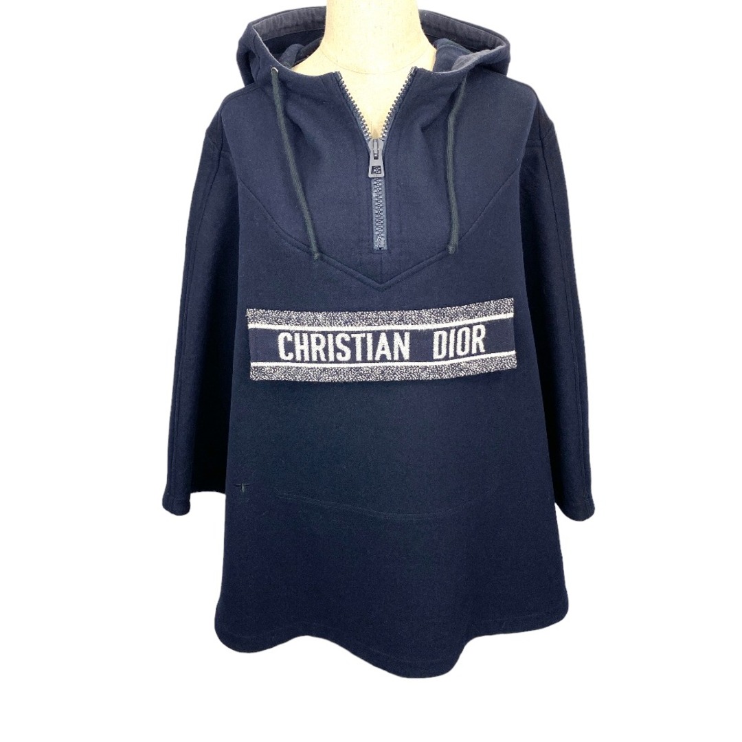 Christian Dior(クリスチャンディオール)のChristian Dior クリスチャンディオール ポンチョ ポンチョ コート アノラック ビー刺繡 ネイビー XS 中古 tdc-000467-4d レディースのジャケット/アウター(ポンチョ)の商品写真