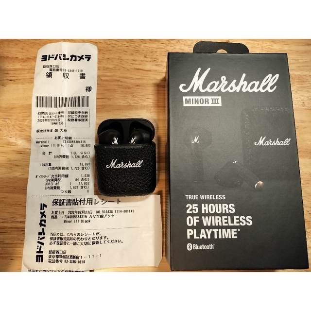 Marshall マーシャル 完全ワイヤレスイヤホン Minor Ⅲ ブラック