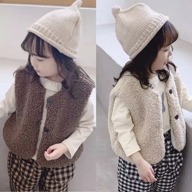 （値下げ中！）【⭐︎新品】ボアベスト 100 キッズ/ベビー/マタニティのキッズ服女の子用(90cm~)(ジャケット/上着)の商品写真