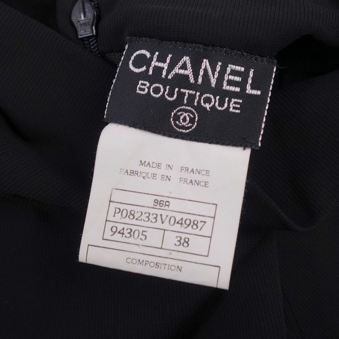 美品 Vintage シャネル CHANEL シャツ 96A ノースリーブ ココマークボタン レーヨンジャージー トップス レディース フランス製 38(M相当) ブラック