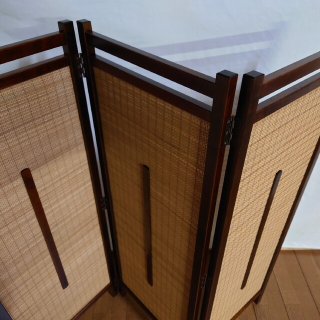 3連屏風 高さ125cm パーテーション 折り畳み式衝立 竹使用スクリーン
