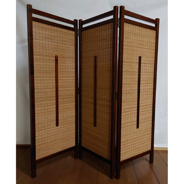 3連屏風 高さ125cm パーテーション 折り畳み式衝立 竹使用スクリーン