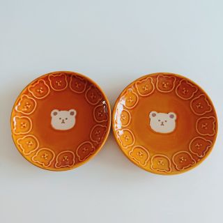 クマ 皿 プレート 取り皿 小皿 新品 ２枚 テディーベア くまさん カフェ (食器)