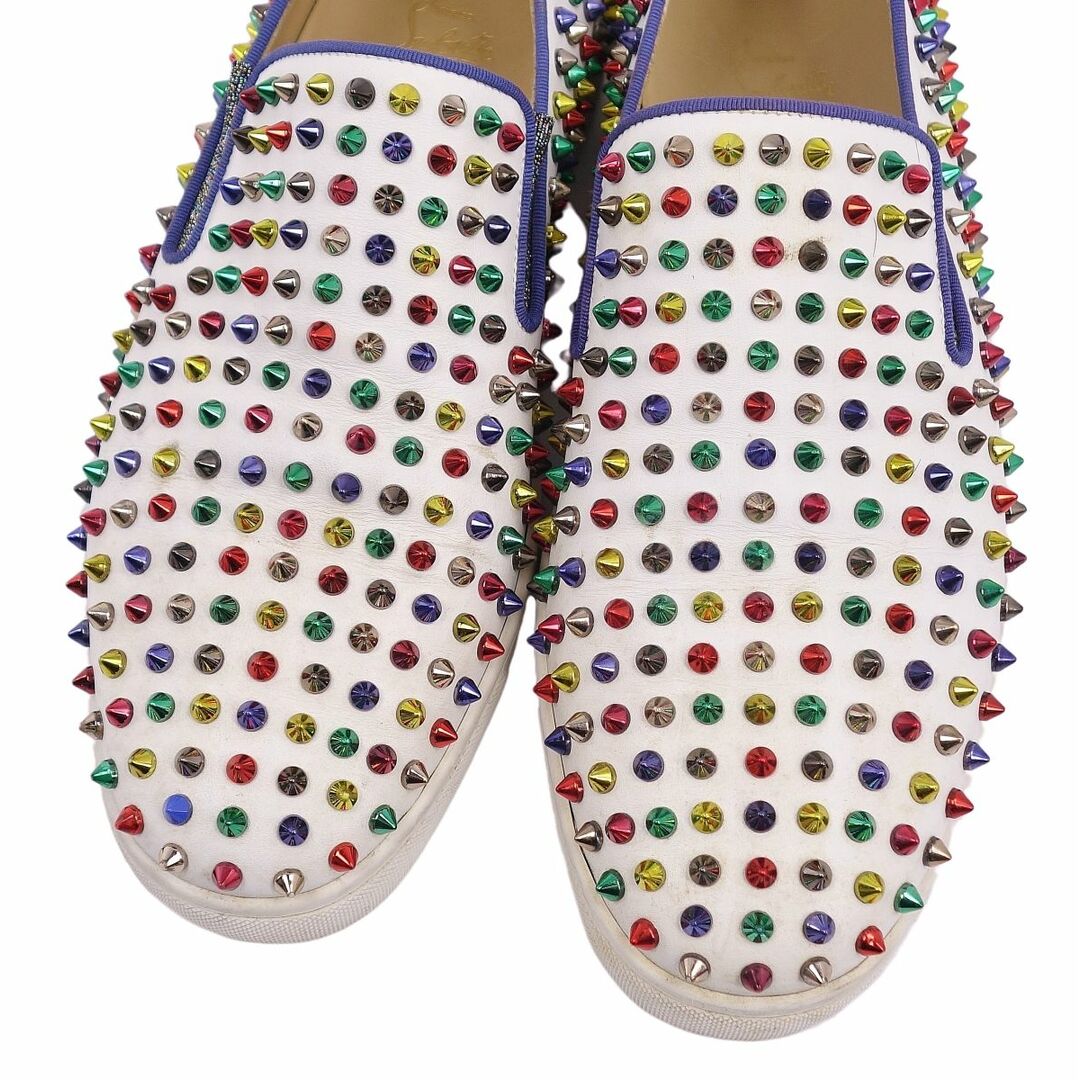 クリスチャンルブタン Christian Louboutin スニーカー Roller-Boat ローラーボート スリッポン スパイク メンズ レザー シューズ 45(30cm相当) ホワイト/マルチカラー