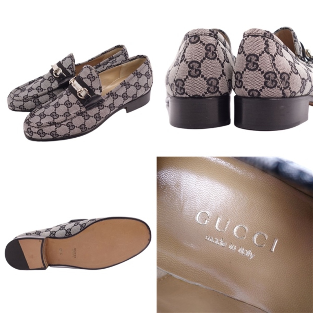 未使用 グッチ GUCCI ローファー パンプス ホースビット GG レディース キャンバス シューズ 靴 6.5C(23.5cm相当) グレー