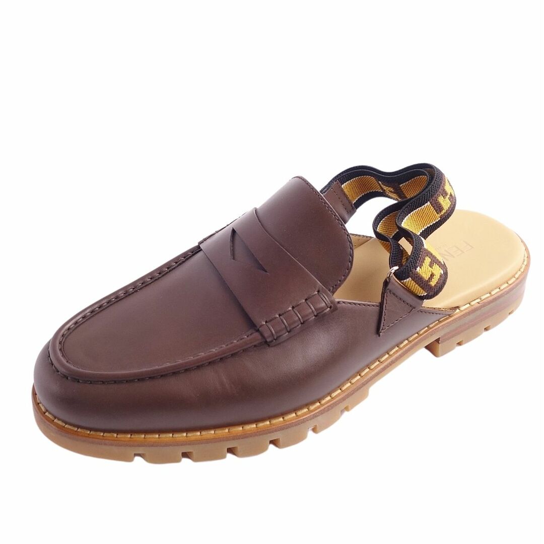 FENDI(フェンディ)の未使用 フェンディ FENDI サンダル カーフレザー バックストラップ FFロゴ メンズ シューズ 靴 8(27cm相当) ブラウン メンズの靴/シューズ(サンダル)の商品写真