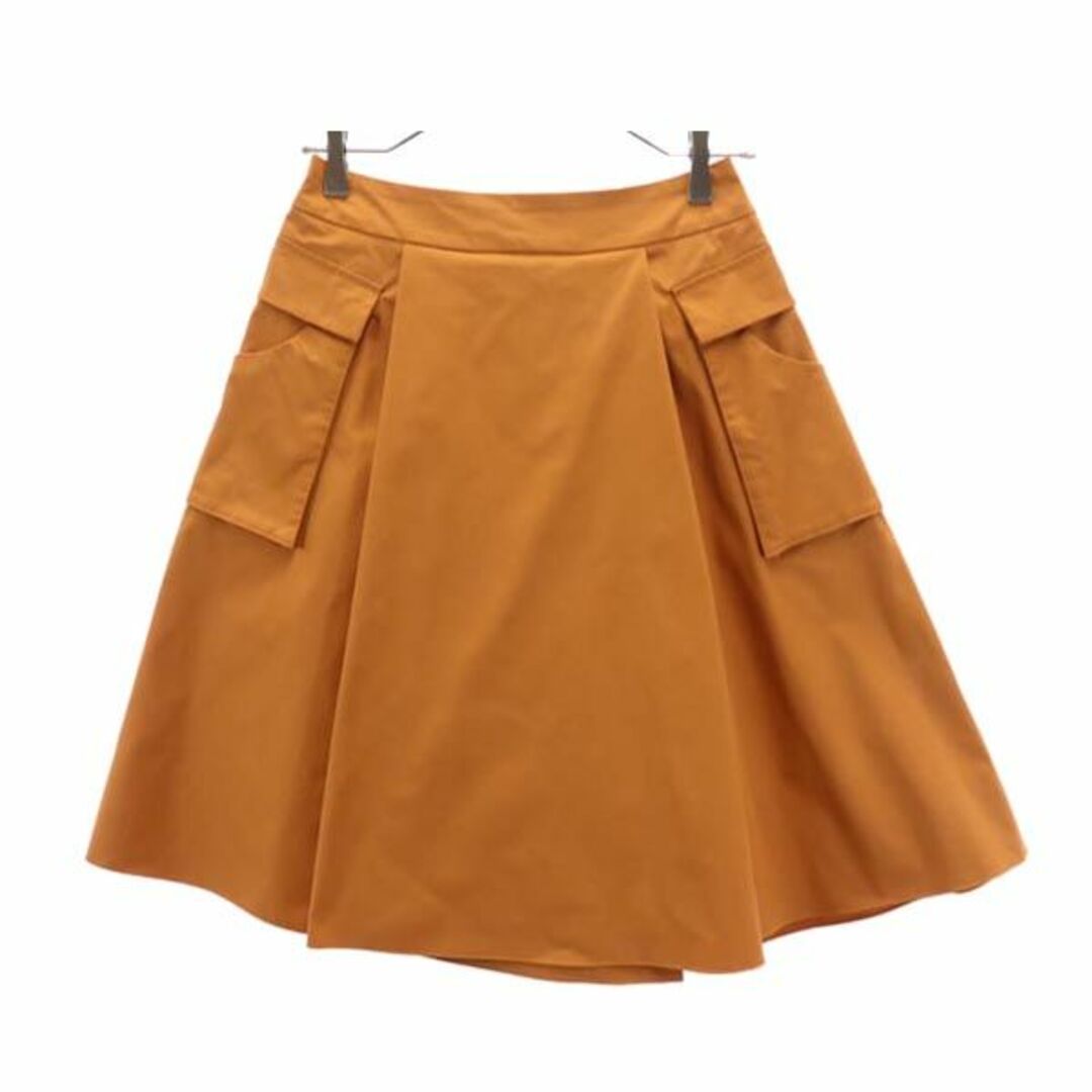フォクシー ニューヨーク 日本製 ミニ スカート 40 オレンジ系 FOXEY NEW YORK バックラップ レディース   【230303】オレンジ系商品番号
