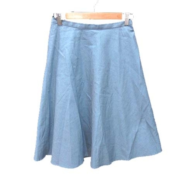 ESTNATION(エストネーション)のエストネーション ビス フレアスカート ひざ丈 麻混 リネン混 38 青 ブルー レディースのスカート(ひざ丈スカート)の商品写真