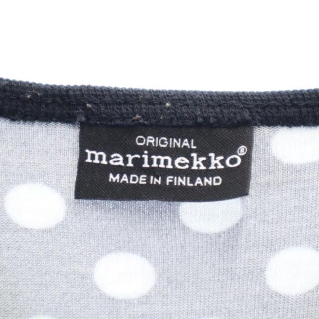 マリメッコ 長袖 ロング ドット柄 ワンピース S 黒系 marimekko 水玉 レディース   【230303】