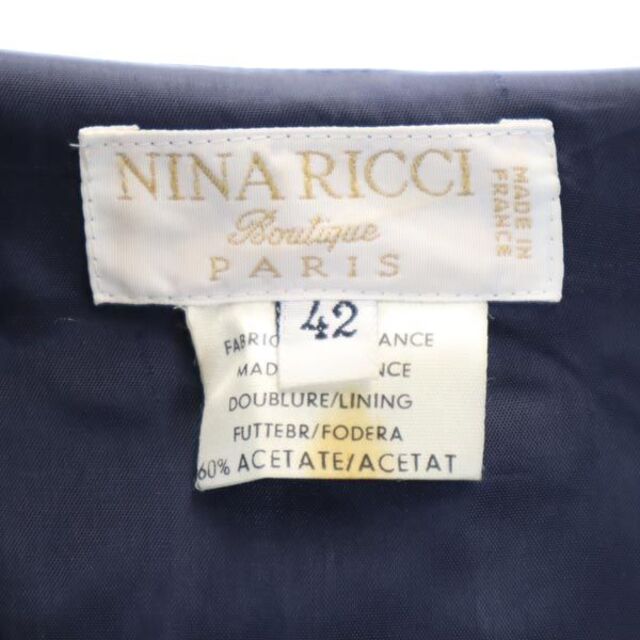 ニナリッチ フランス製 長袖 ワンピース 42 紺 NINA RICCI ダブルボタン レディース 【中古】 【230303】