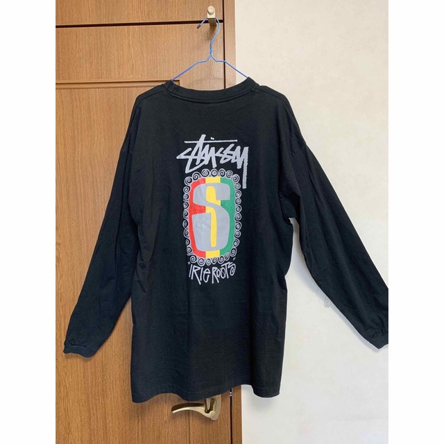 80's stussy print pocket T-sh 黒タグ激レアプリント