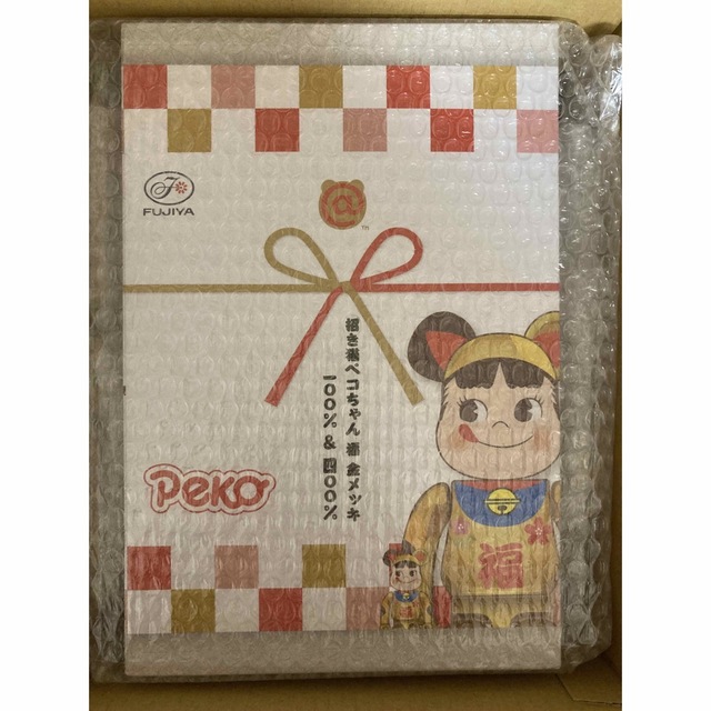 ☆BE@RBRICK 招き猫 ペコちゃん 福 金メッキ 100% & 400%☆ 上品 23520