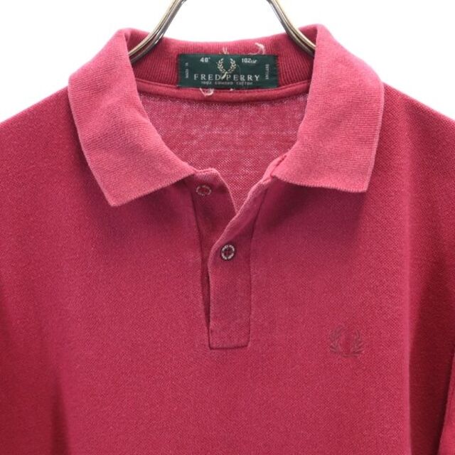 FRED PERRY - フレッドペリー ワンポイント刺繍 半袖 ポロシャツ 40 赤