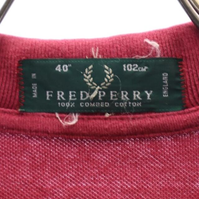 FRED PERRY - フレッドペリー ワンポイント刺繍 半袖 ポロシャツ 40 赤