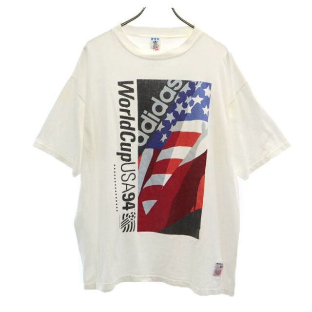 アディダス 90s ワールドカップ 94 USA製 プリント 半袖 Tシャツ L 白 adidas メンズ  220720