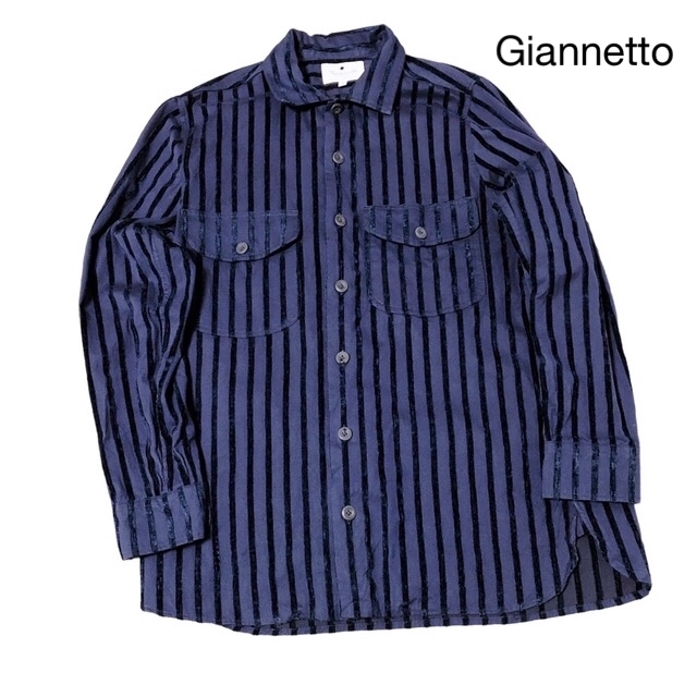 Giannetto ジャンネット シャツジャケット ネイビー 異素材 Mサイズ