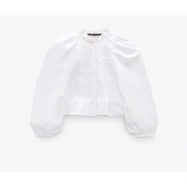 完売商品】ZARA ストレッチトリム ポプリンブラウス 【希少サイズ】-