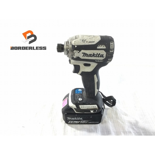 Makita(マキタ)の☆中古品☆makita マキタ 18V 充電式インパクトドライバ TD171D 白/ホワイト 60Ahバッテリー1個(BL1860B)付 67550 自動車/バイクのバイク(工具)の商品写真