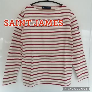 セントジェームス(SAINT JAMES)の【SAINT JAMES】バスクシャツ、Sくらい、オフホワイト×レッド×薄茶(カットソー(長袖/七分))