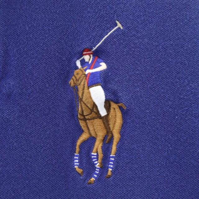 ポロラルフローレン ビッグポニー 半袖 ポロシャツ 160 ネイビー系 POLO RALPH LAUREN 鹿の子 キッズ 【220715】 【中古】