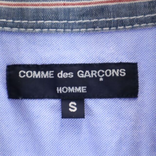 コムデギャルソンオム 2011年  ストライプ柄 半袖 シャツ S 紺×赤 COMME des GARCONS HOMME 日本製 シャンブレー メンズ   【220701】 メール便可
