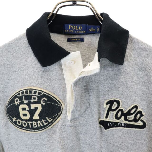 ポロバイラルフローレン ワンポイント刺繍 半袖 ポロシャツ S グレー系 Polo by Ralph Lauren 鹿の子地 メンズ 古着  220704
