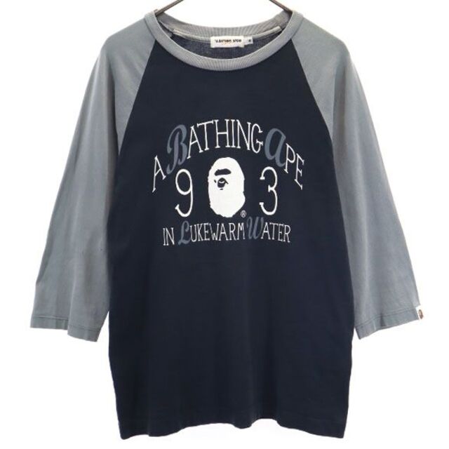 アベイシングエイプ 七分袖 ラグラン 長袖 Tシャツ M 黒×グレー A BATHING APE 日本製 メンズ 【中古】 【220708】 メール便可 | フリマアプリ ラクマ