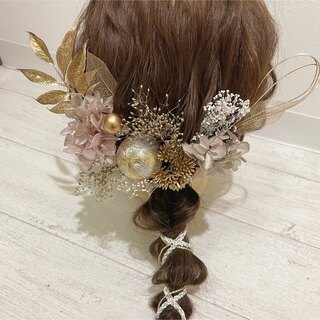 no.92 結婚式　ブライダル　ウエディング　成人式　髪飾り　花　ドライフラワー(ヘアアクセサリー)