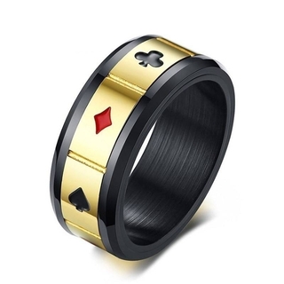 【SLME】リング メンズ アクセサリー ブラック トランプ 指輪 20号(リング(指輪))