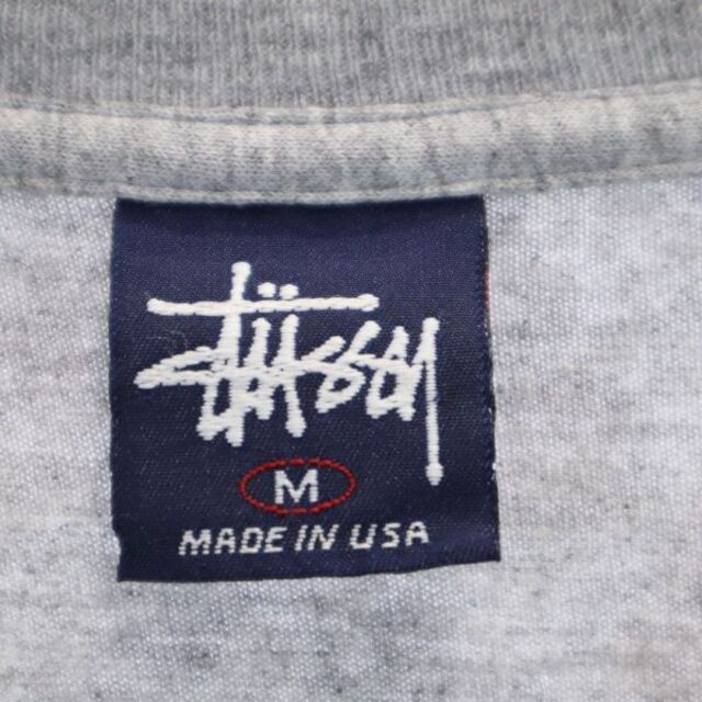 90s USA製 old stussy プルオーバー パーカー グレー 紺タグ