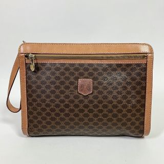 セリーヌ(celine)のCELINE セリーヌ クラッチバッグ マカダム柄 レザー ブラウン(セカンドバッグ/クラッチバッグ)